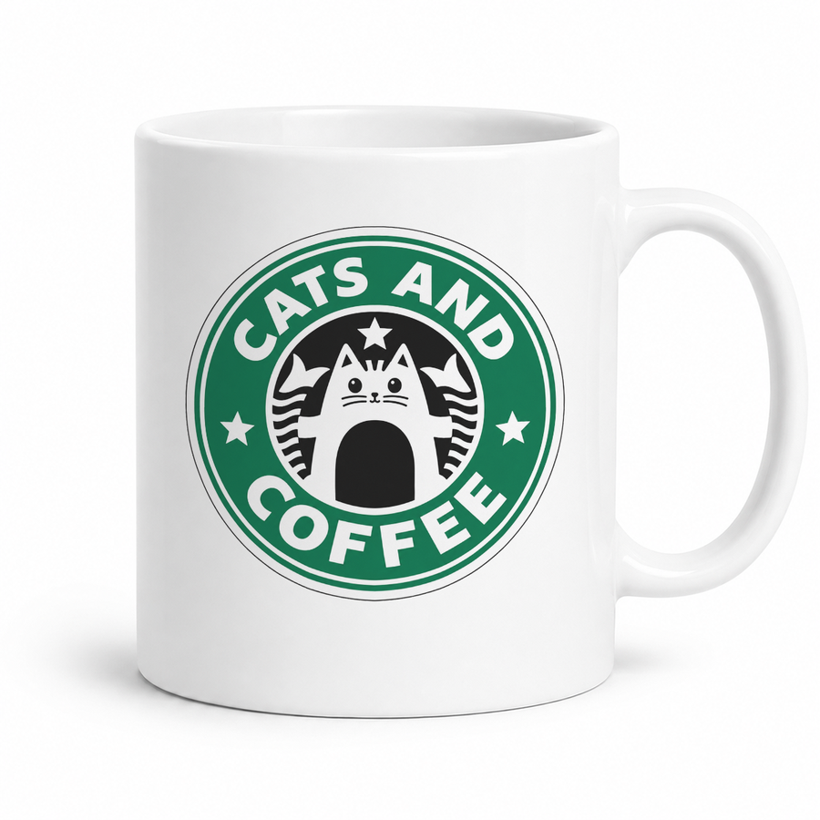 Cats and Coffee Graphic Mug