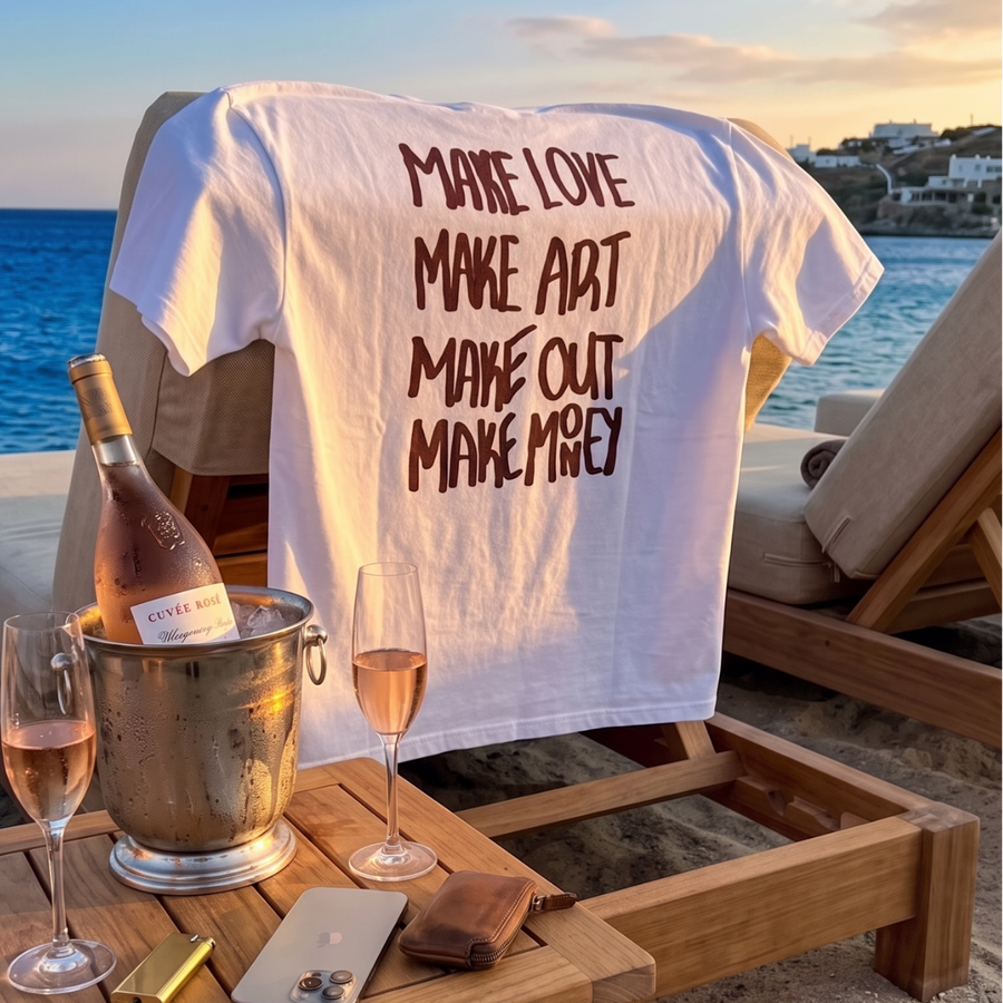 Make Love Make Art Make Out Make Money T-Shirt – Bold Back Print Graphic Tee