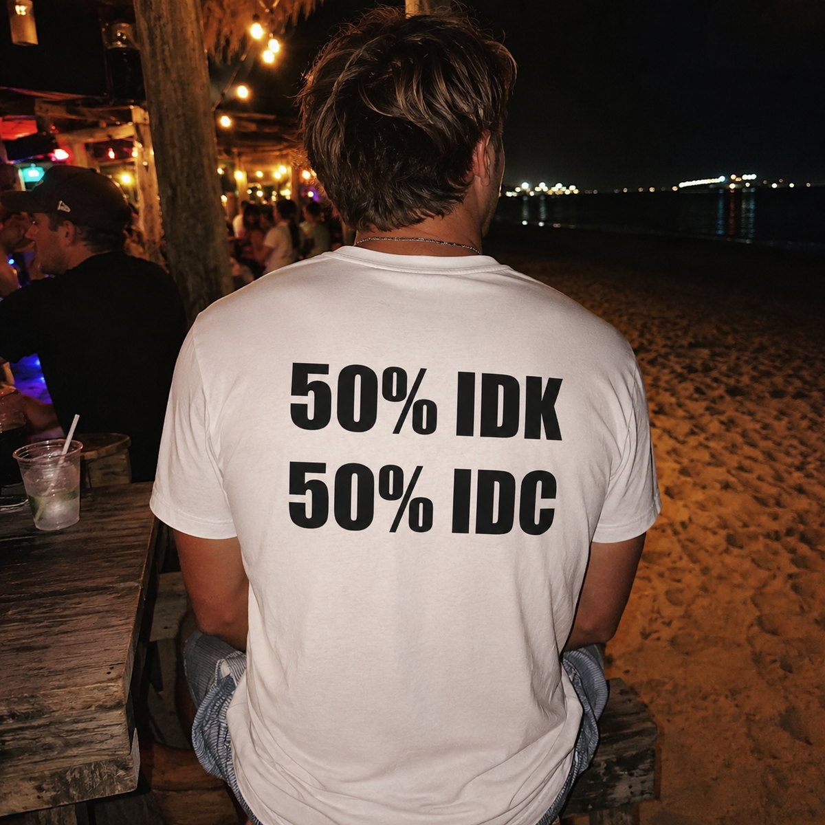 50% IDK 50% IDC Back Print Graphic Tee