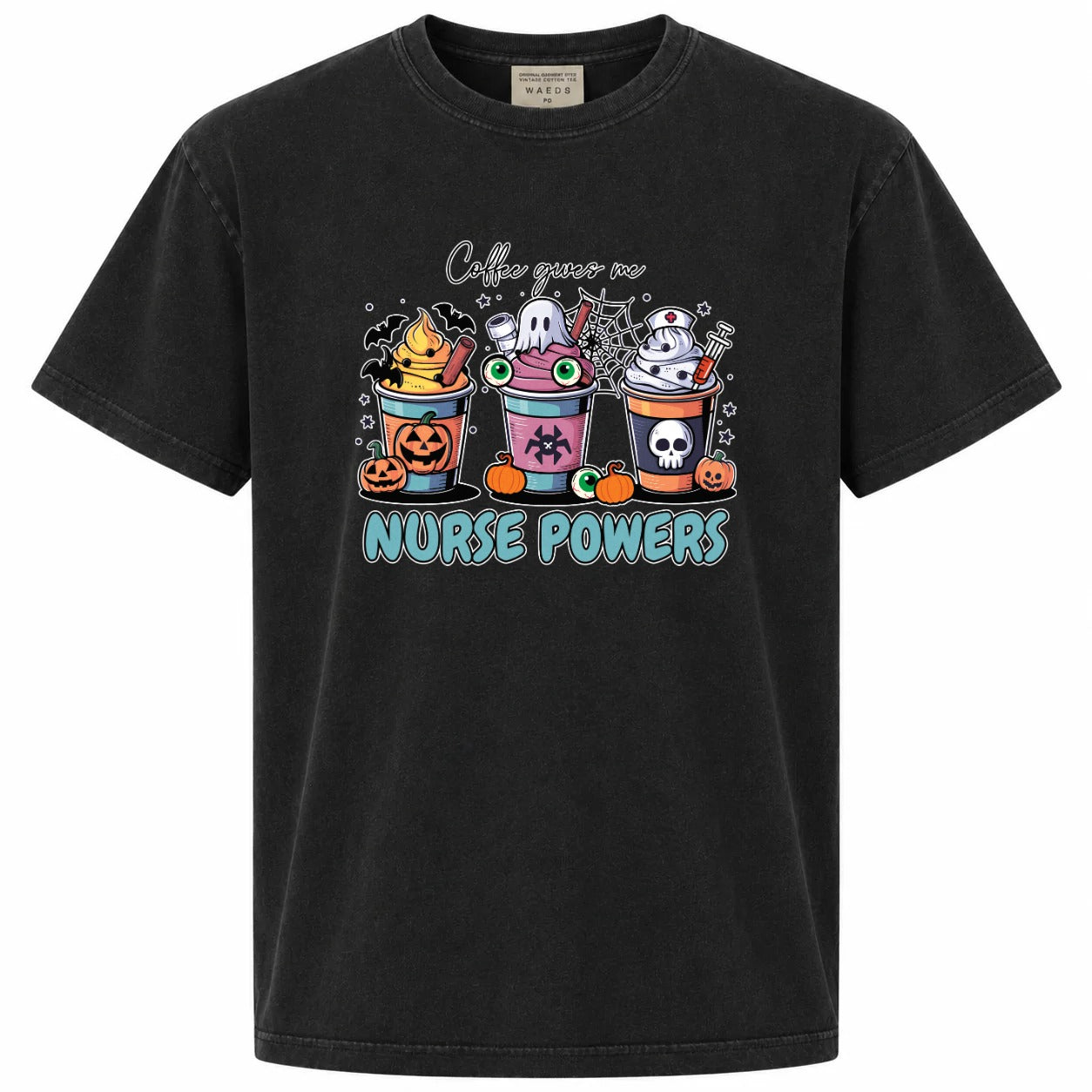 Coffee Gives Me Nurse Powers Halloween Graphic Tee