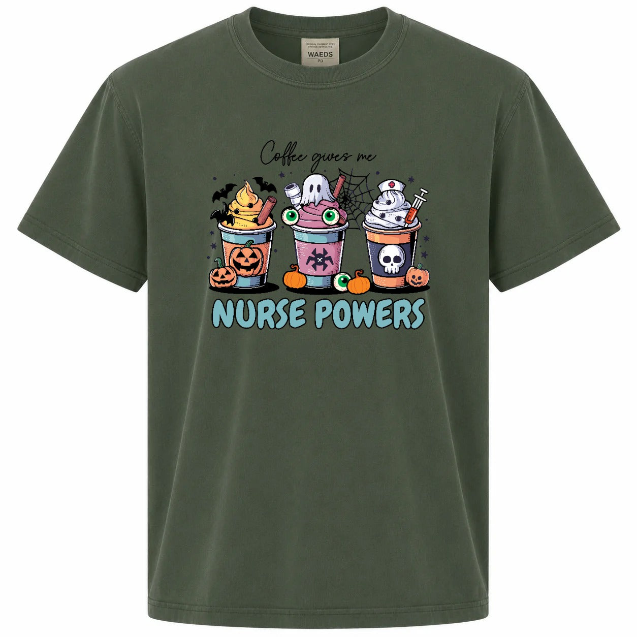Coffee Gives Me Nurse Powers Halloween Graphic Tee