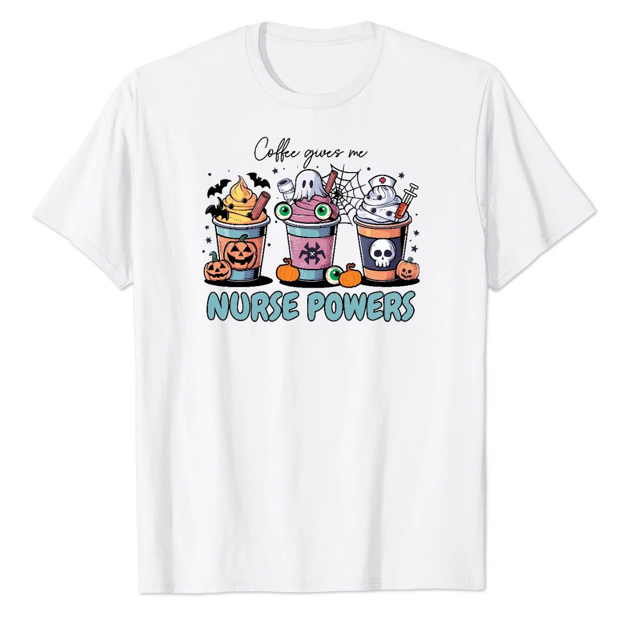 Coffee Gives Me Nurse Powers Halloween Graphic Tee