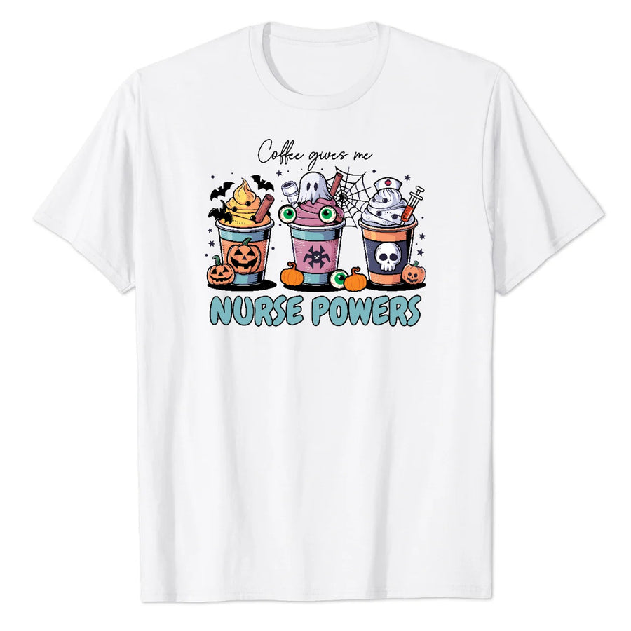 Coffee Gives Me Nurse Powers Halloween Graphic Tee