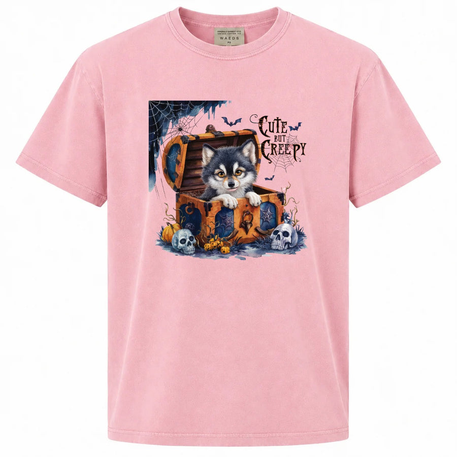 Cute But Creepy Husky Halloween Graphic T-Shirt