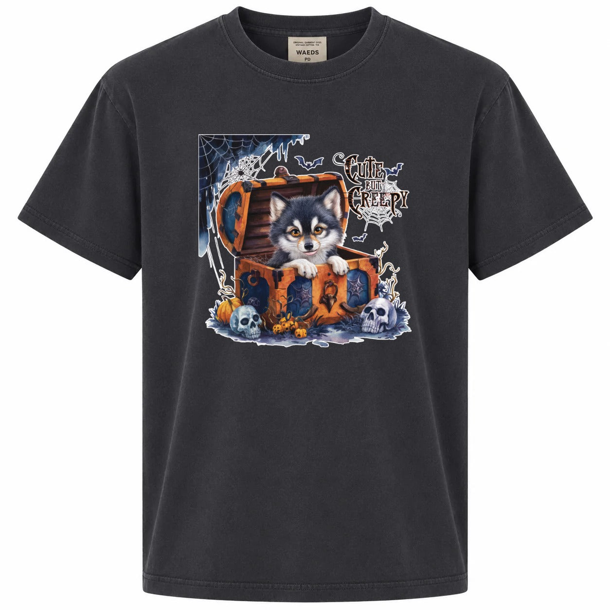 Cute But Creepy Husky Halloween Graphic T-Shirt