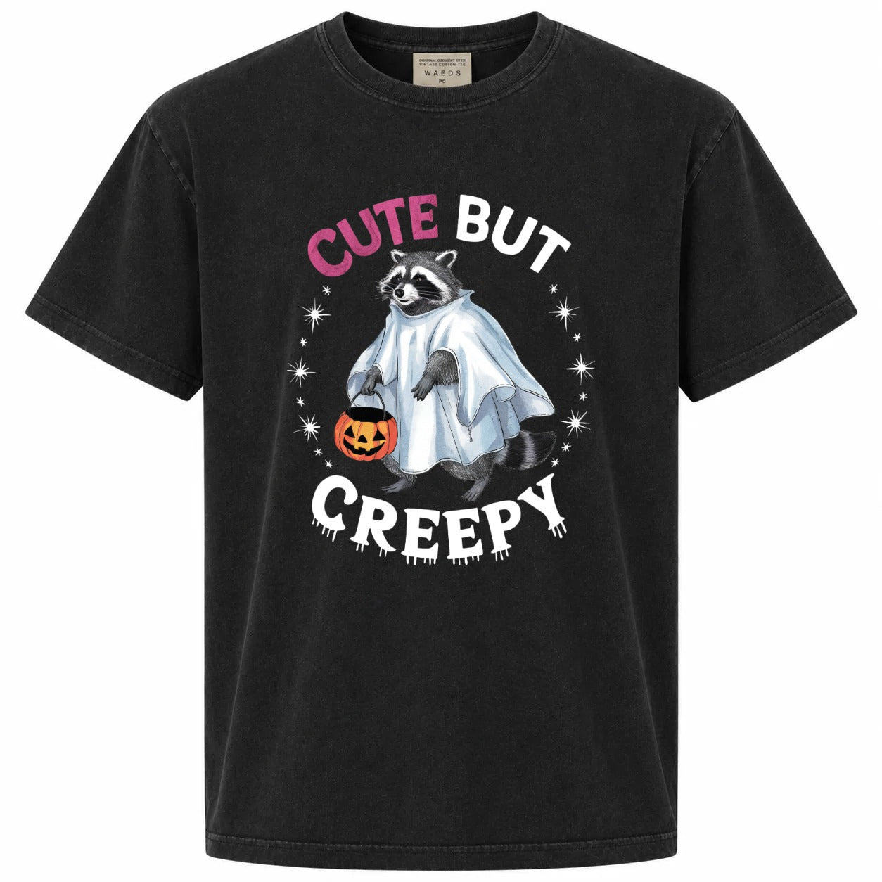 Cute But Creepy Ghost Raccoon Halloween Graphic Tee