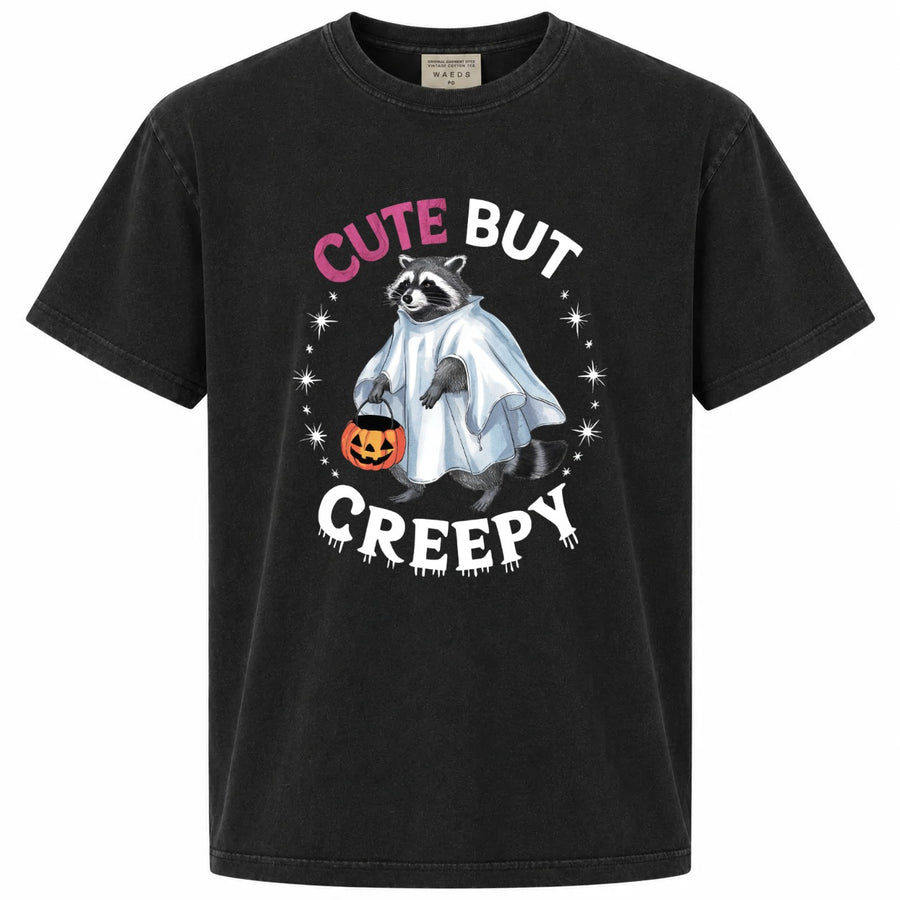 Cute But Creepy Ghost Raccoon Halloween Graphic Tee