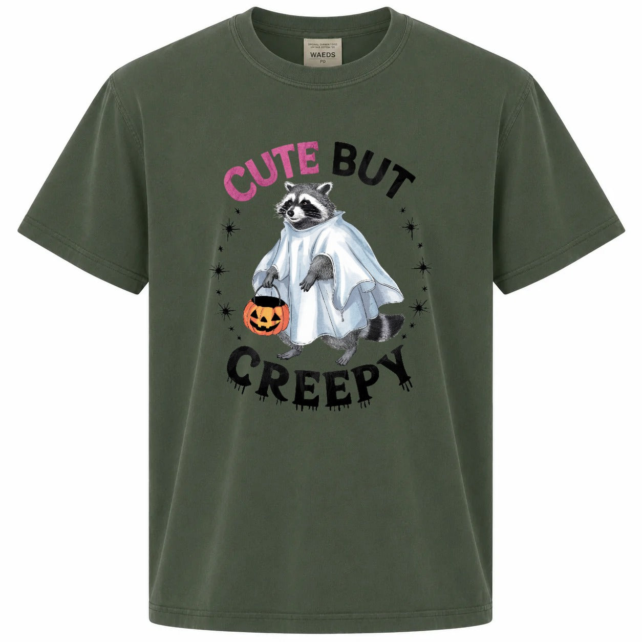 Cute But Creepy Ghost Raccoon Halloween Graphic Tee