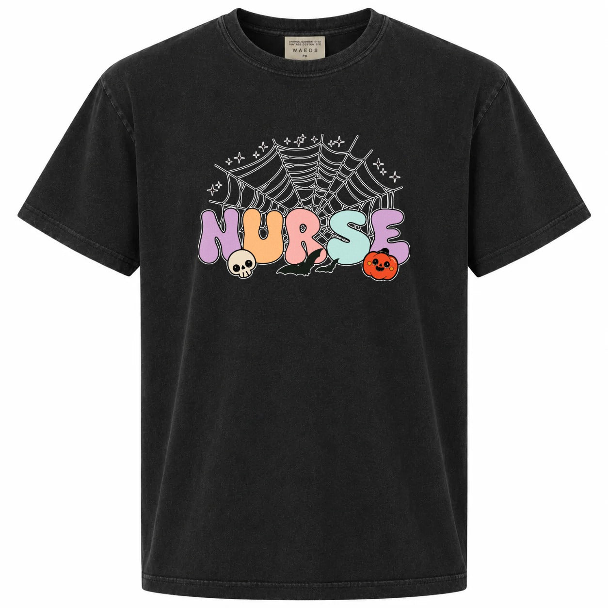 Spooky Nurse Halloween Spider Web Graphic Tee