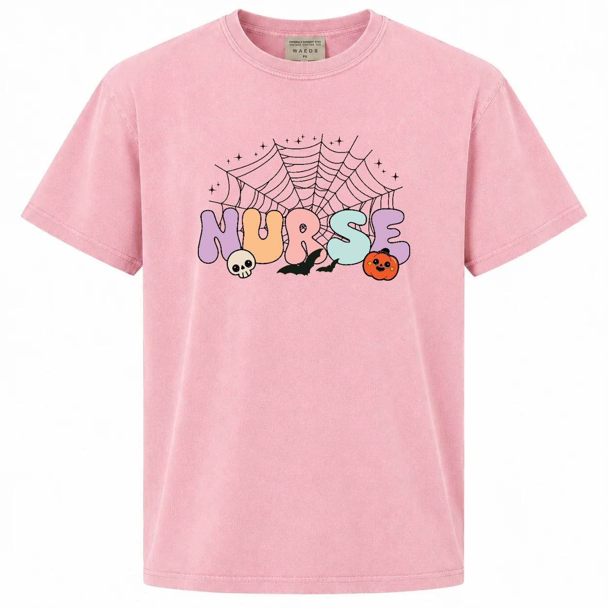 Spooky Nurse Halloween Spider Web Graphic Tee