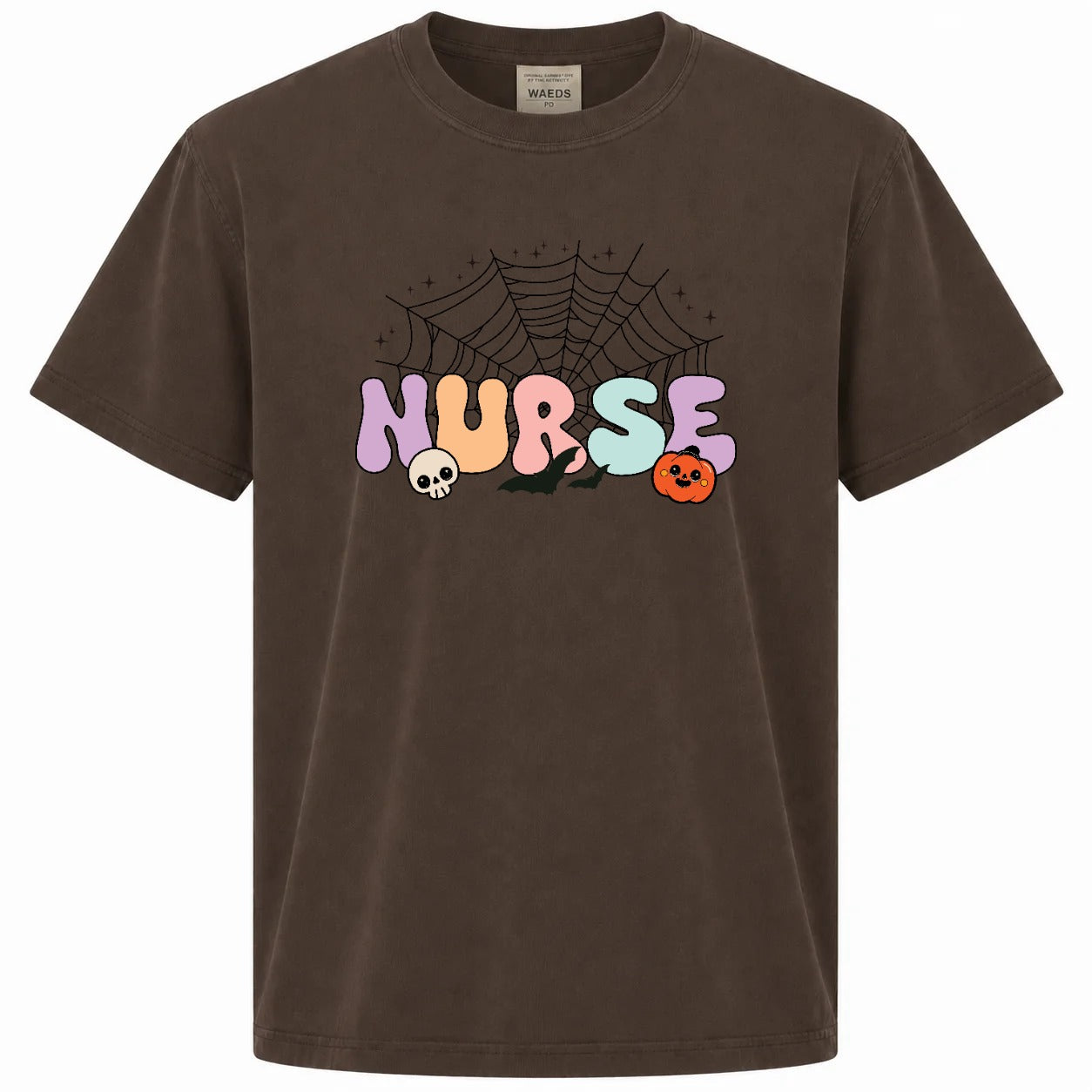 Spooky Nurse Halloween Spider Web Graphic Tee