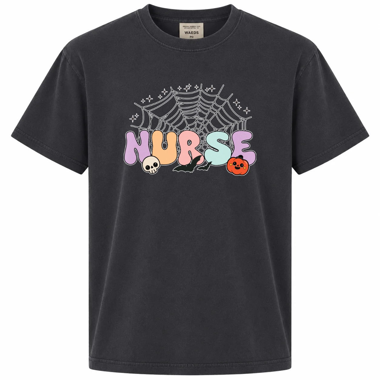 Spooky Nurse Halloween Spider Web Graphic Tee