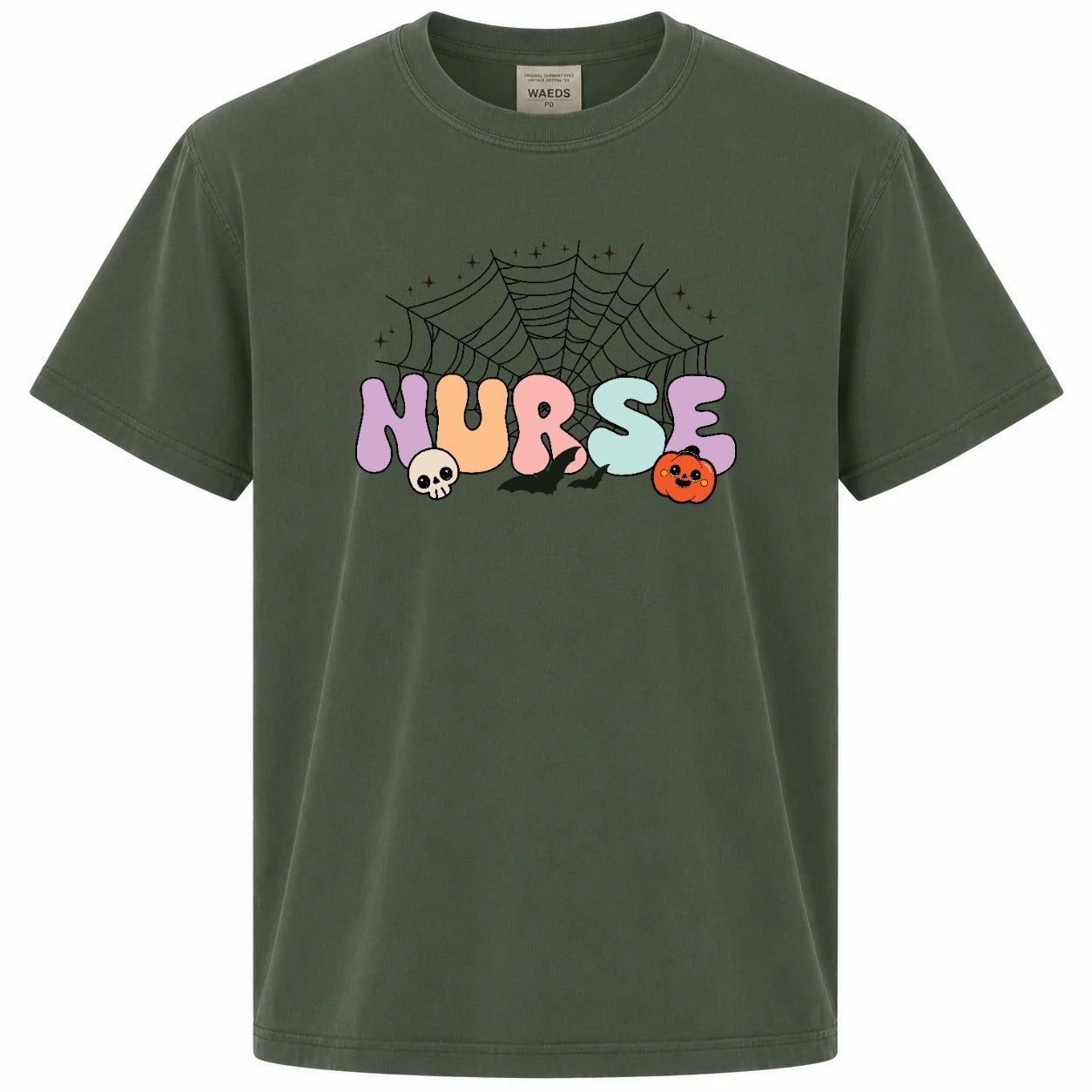 Spooky Nurse Halloween Spider Web Graphic Tee
