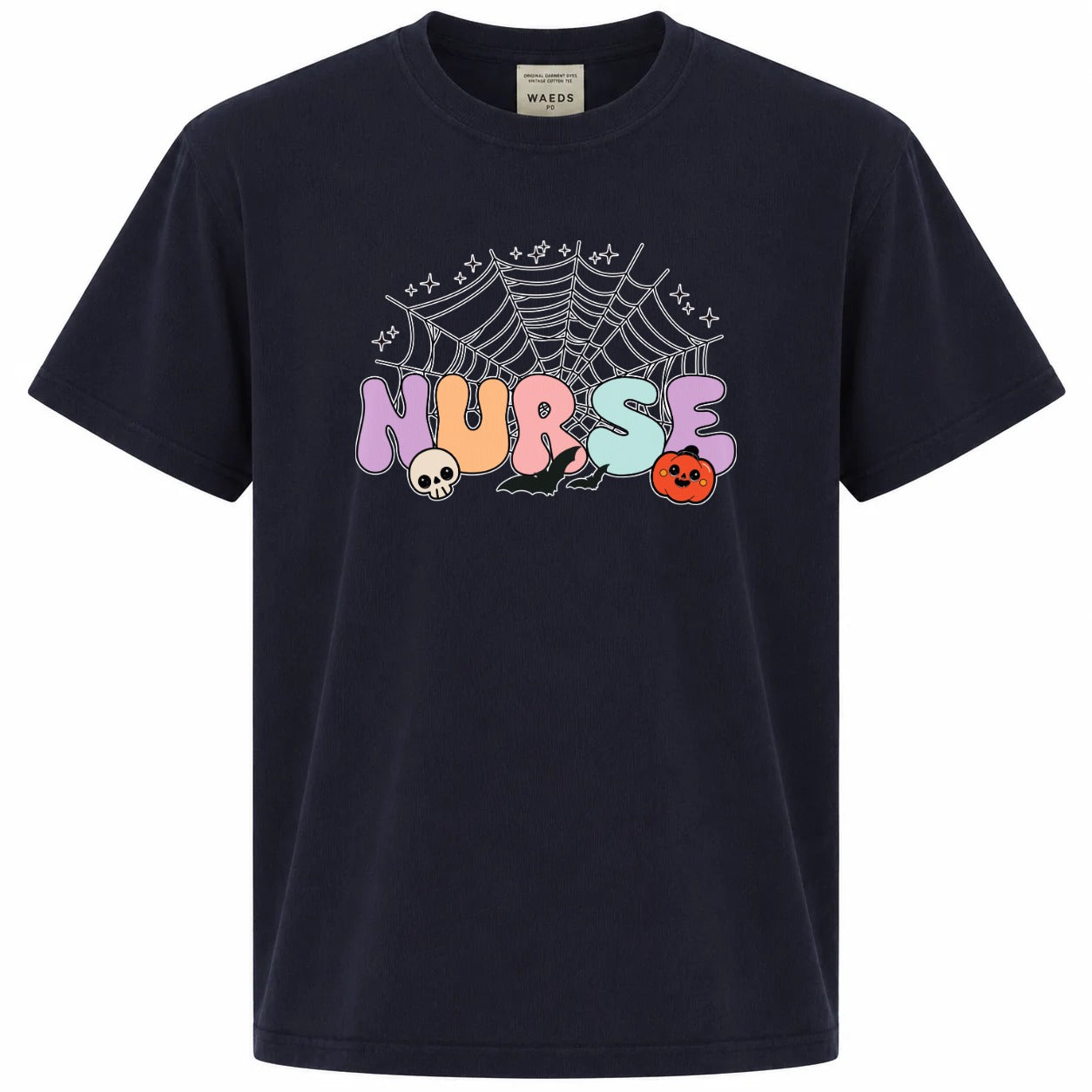 Spooky Nurse Halloween Spider Web Graphic Tee