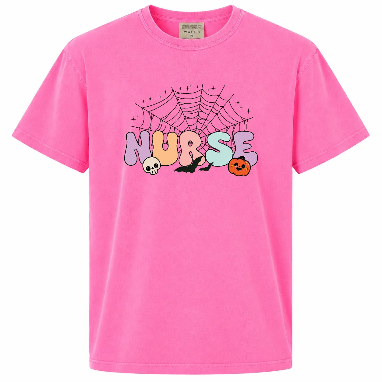 Spooky Nurse Halloween Spider Web Graphic Tee