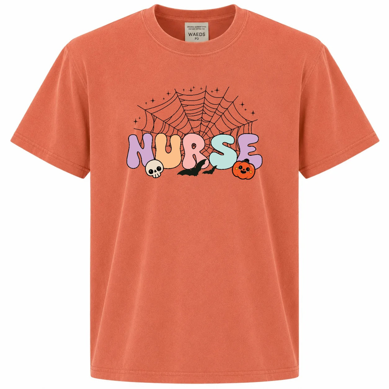 Spooky Nurse Halloween Spider Web Graphic Tee