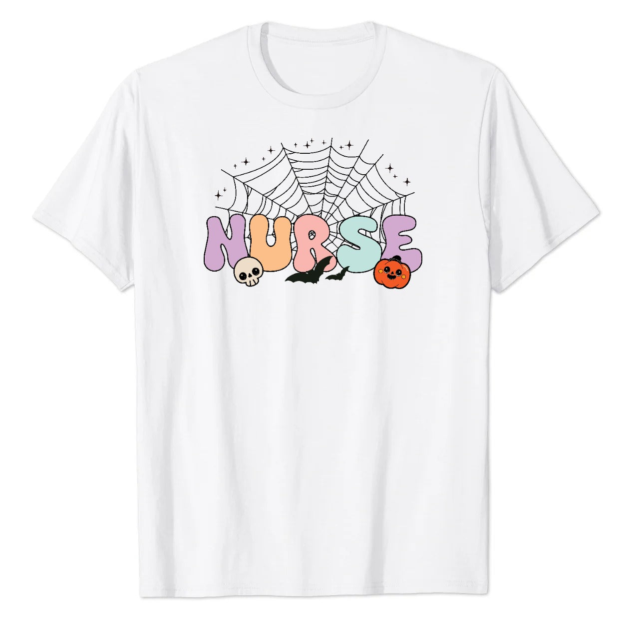 Spooky Nurse Halloween Spider Web Graphic Tee