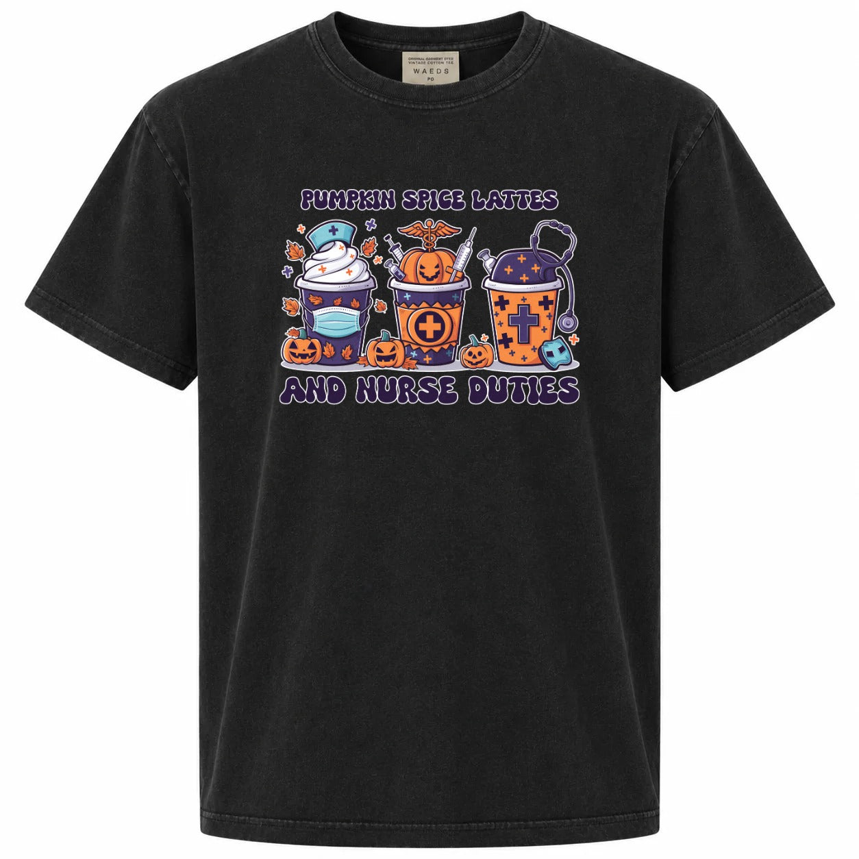 Pumpkin Spice Lattes and Nurse Duties Halloween Graphic T-Shirt