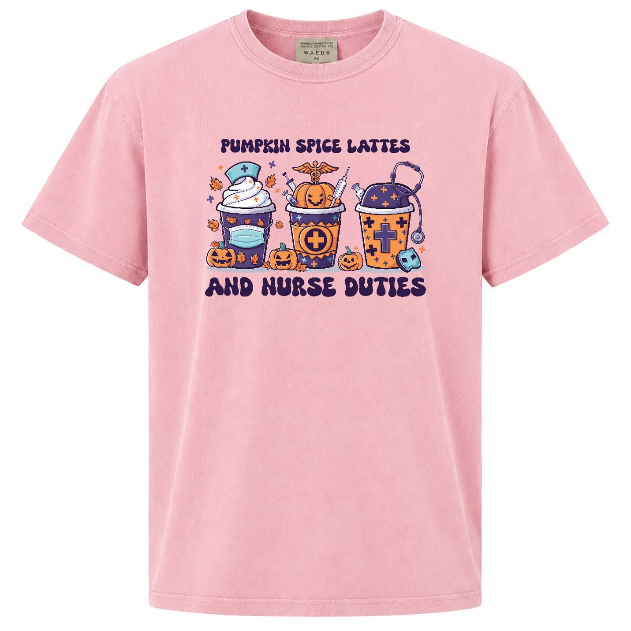 Pumpkin Spice Lattes and Nurse Duties Halloween Graphic T-Shirt