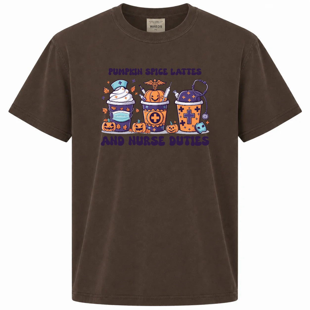 Pumpkin Spice Lattes and Nurse Duties Halloween Graphic T-Shirt