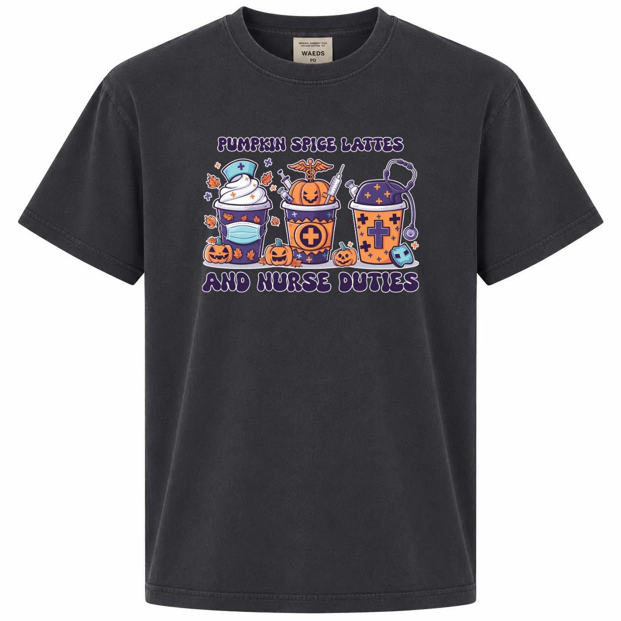 Pumpkin Spice Lattes and Nurse Duties Halloween Graphic T-Shirt