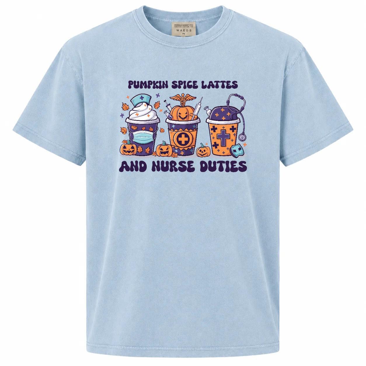 Pumpkin Spice Lattes and Nurse Duties Halloween Graphic T-Shirt
