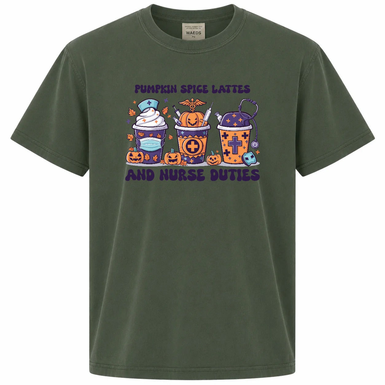 Pumpkin Spice Lattes and Nurse Duties Halloween Graphic T-Shirt