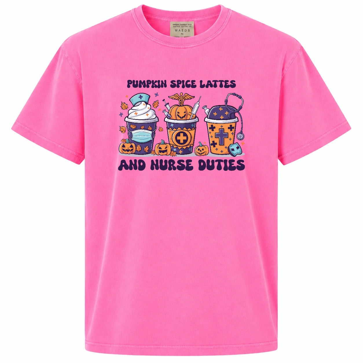 Pumpkin Spice Lattes and Nurse Duties Halloween Graphic T-Shirt