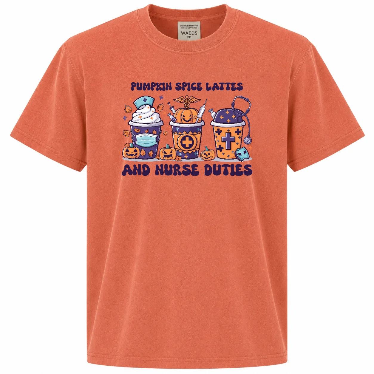 Pumpkin Spice Lattes and Nurse Duties Halloween Graphic T-Shirt