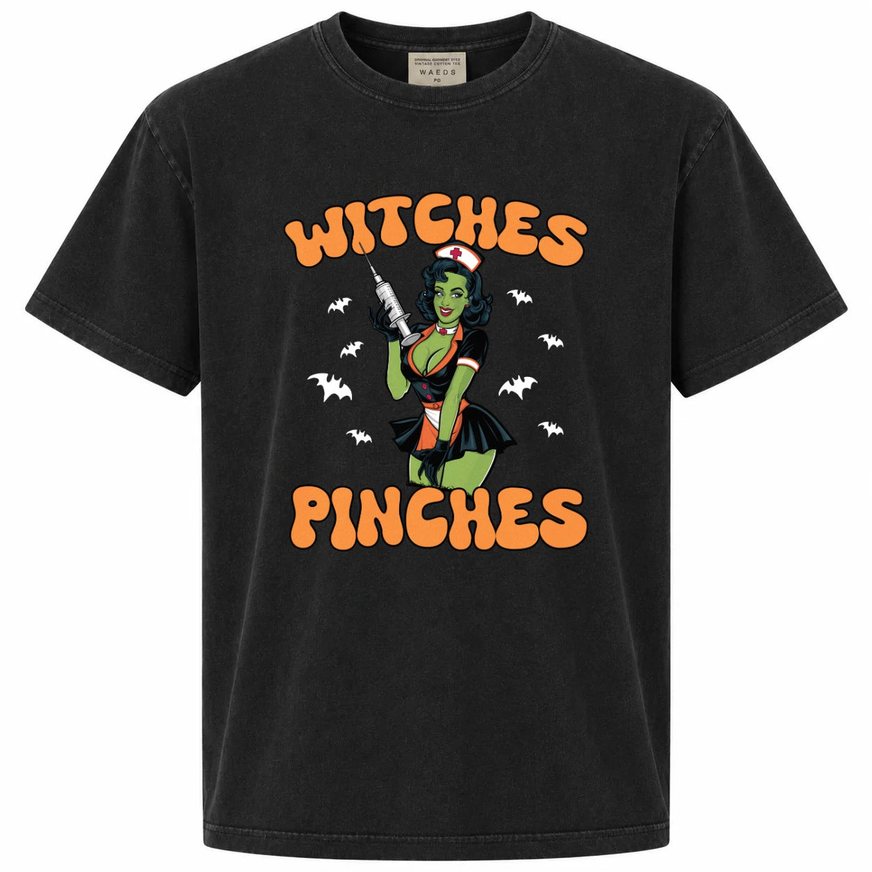 Witches Give Stitches Retro Nurse Halloween Graphic T-Shirt
