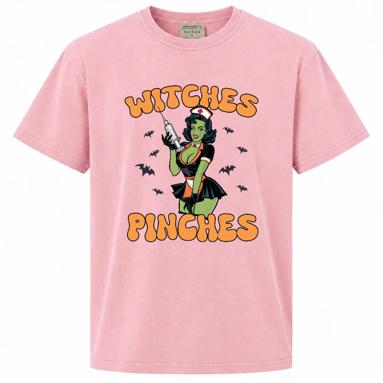 Witches Give Stitches Retro Nurse Halloween Graphic T-Shirt