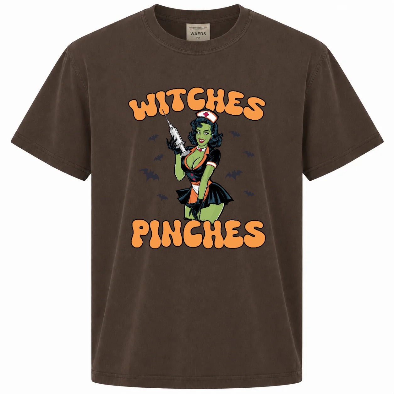 Witches Give Stitches Retro Nurse Halloween Graphic T-Shirt