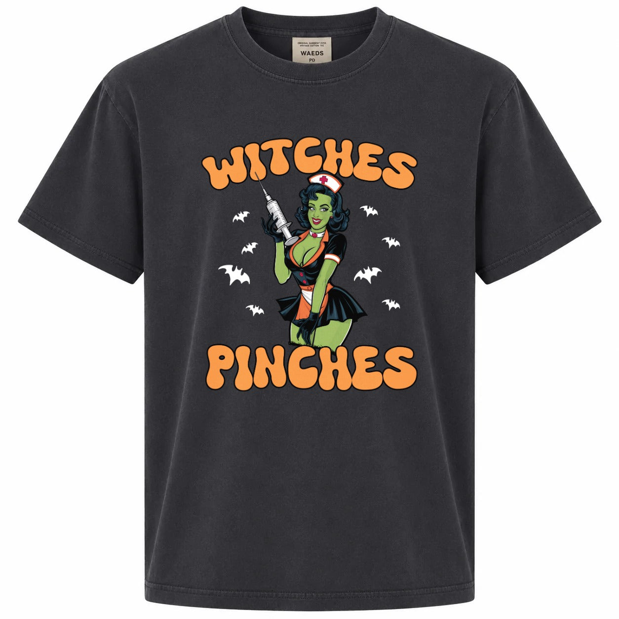 Witches Give Stitches Retro Nurse Halloween Graphic T-Shirt