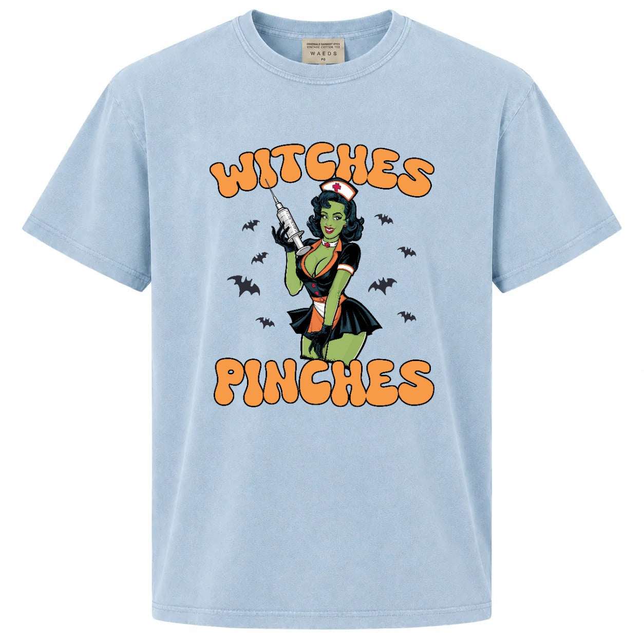 Witches Give Stitches Retro Nurse Halloween Graphic T-Shirt