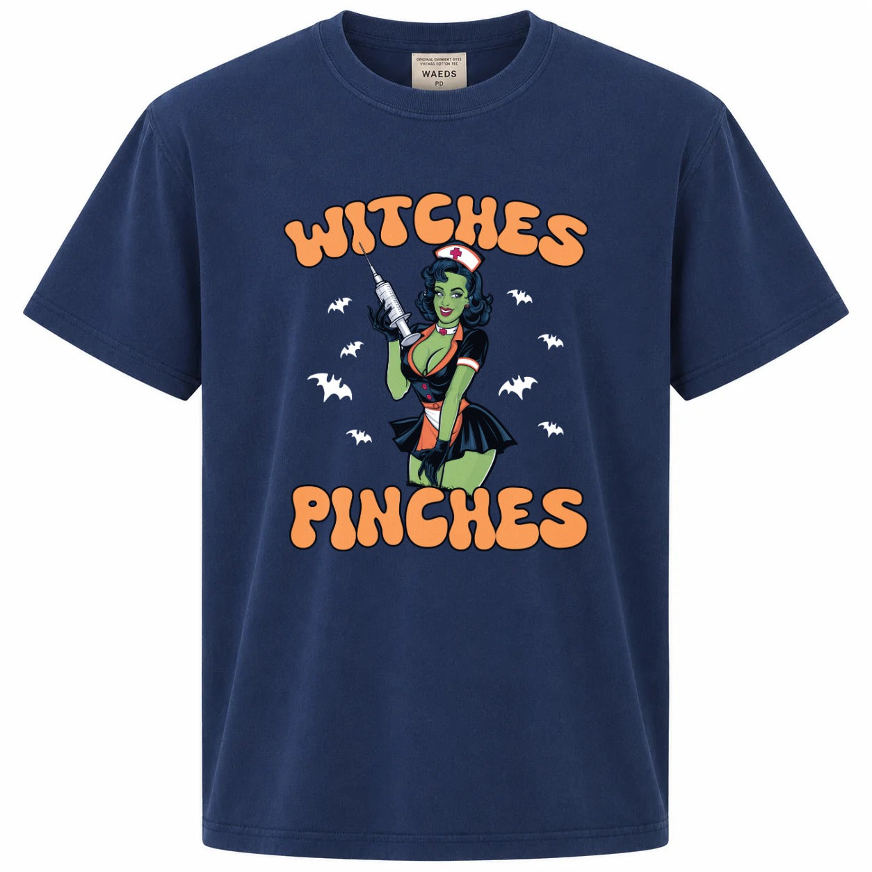 Witches Give Stitches Retro Nurse Halloween Graphic T-Shirt
