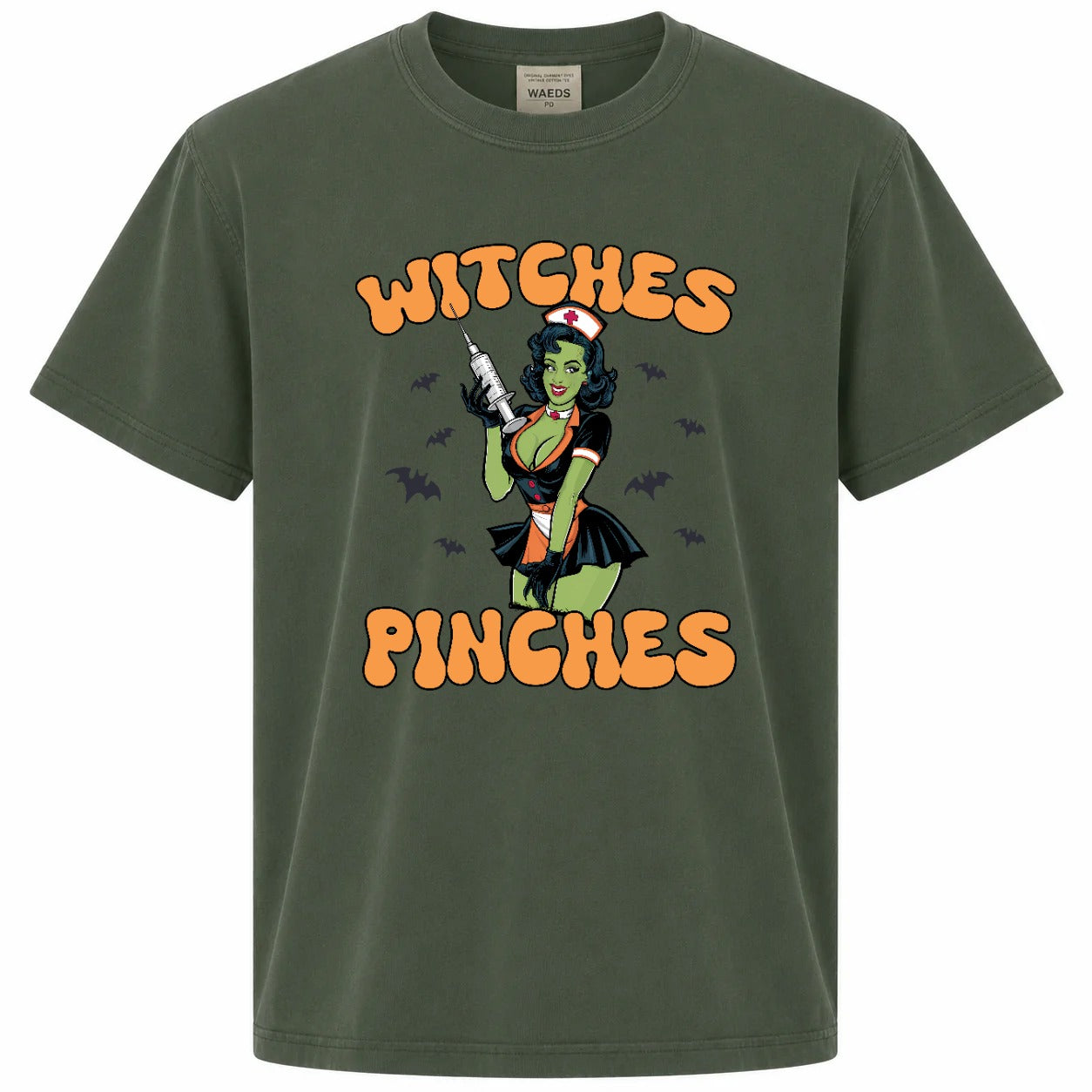 Witches Give Stitches Retro Nurse Halloween Graphic T-Shirt