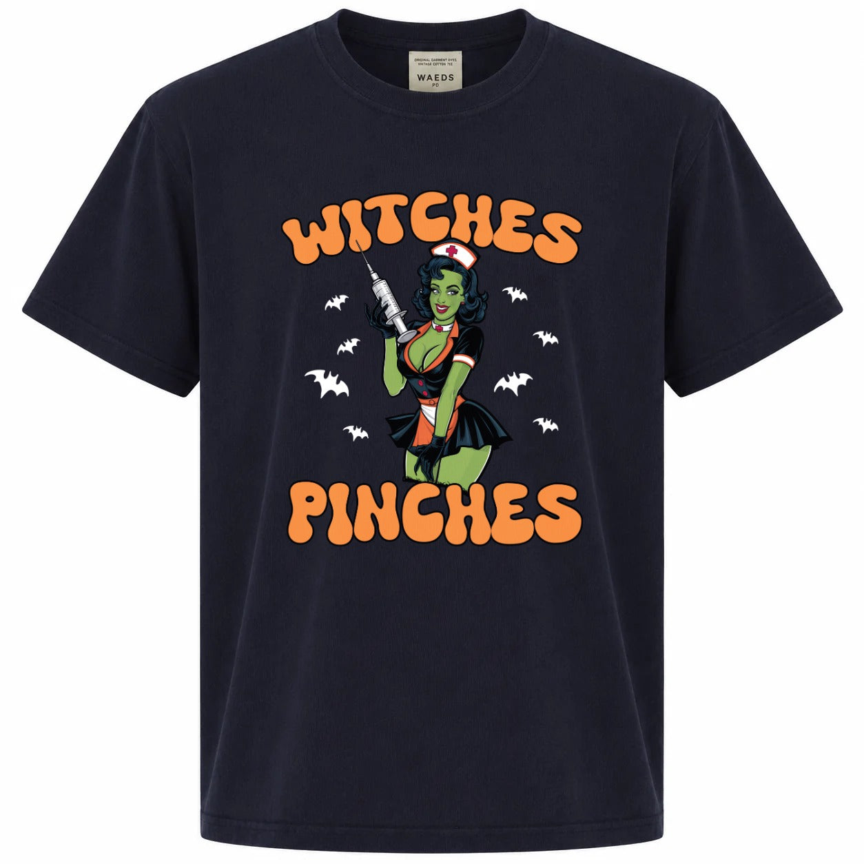 Witches Give Stitches Retro Nurse Halloween Graphic T-Shirt