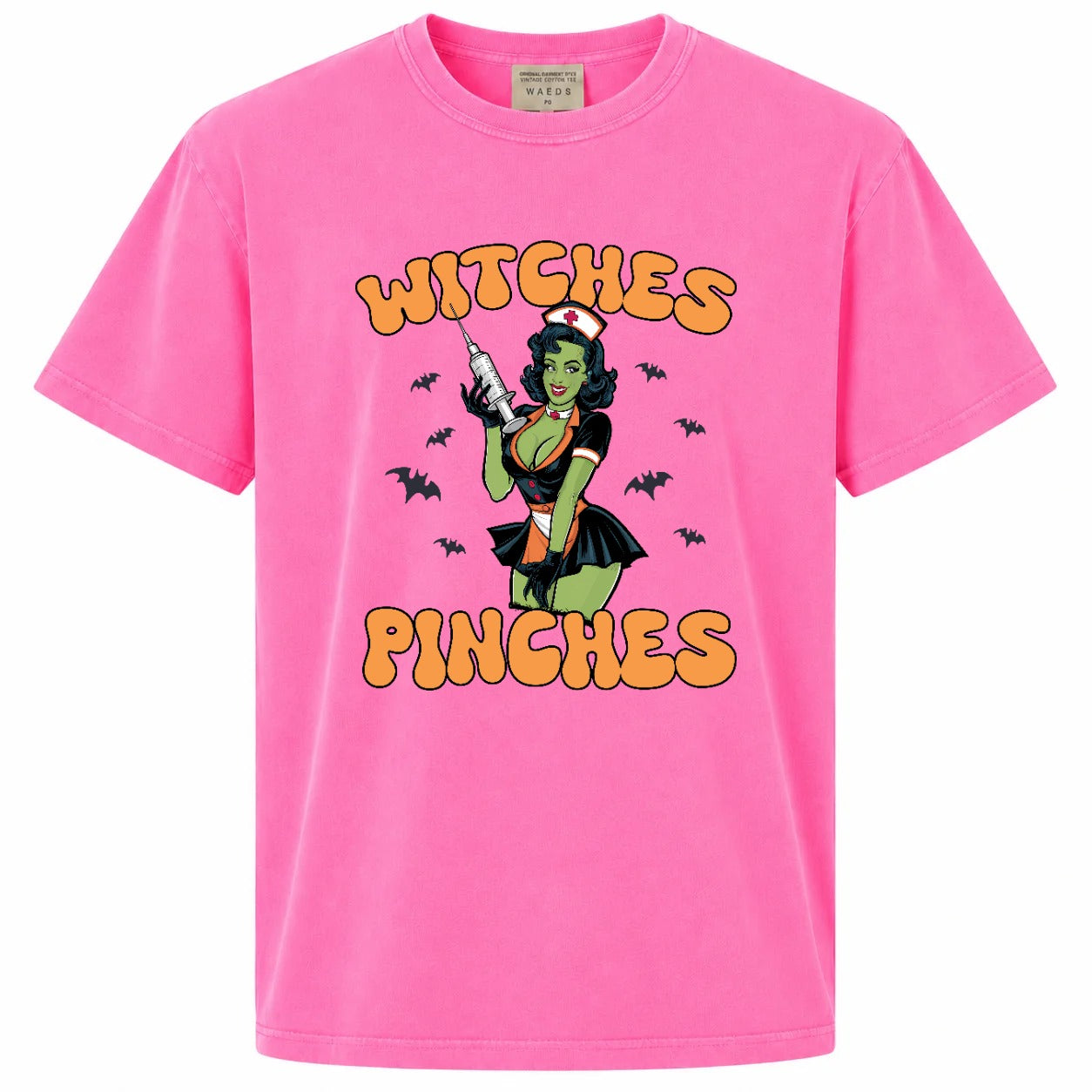 Witches Give Stitches Retro Nurse Halloween Graphic T-Shirt