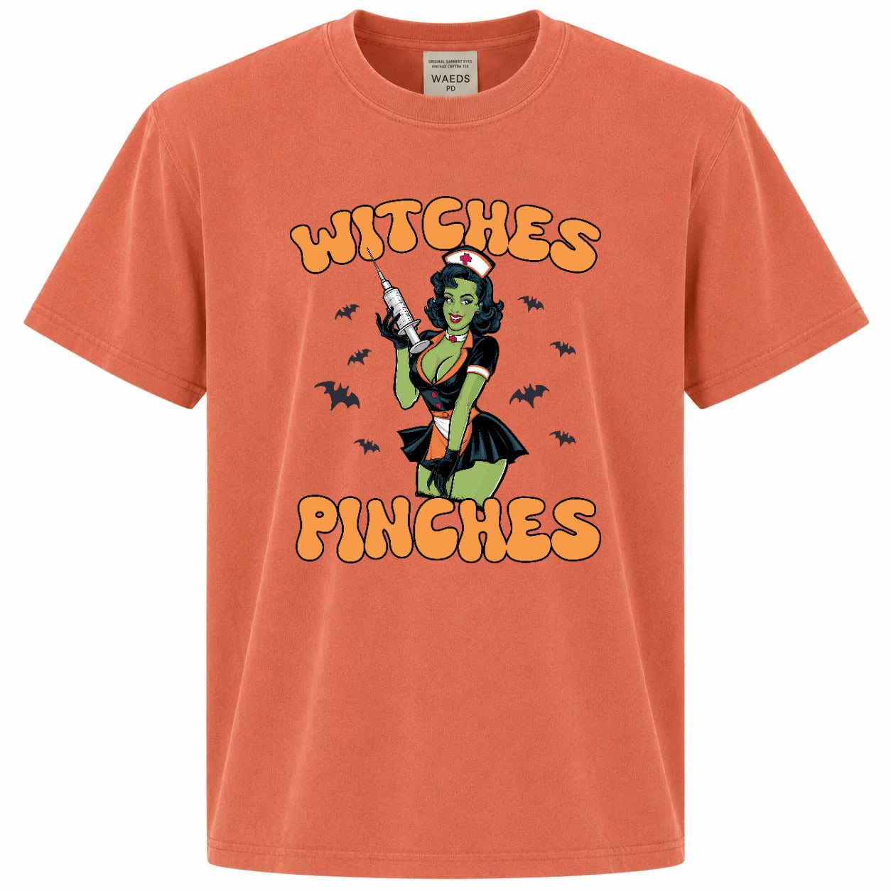 Witches Give Stitches Retro Nurse Halloween Graphic T-Shirt