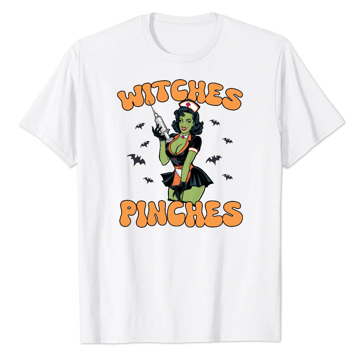 Witches Give Stitches Retro Nurse Halloween Graphic T-Shirt