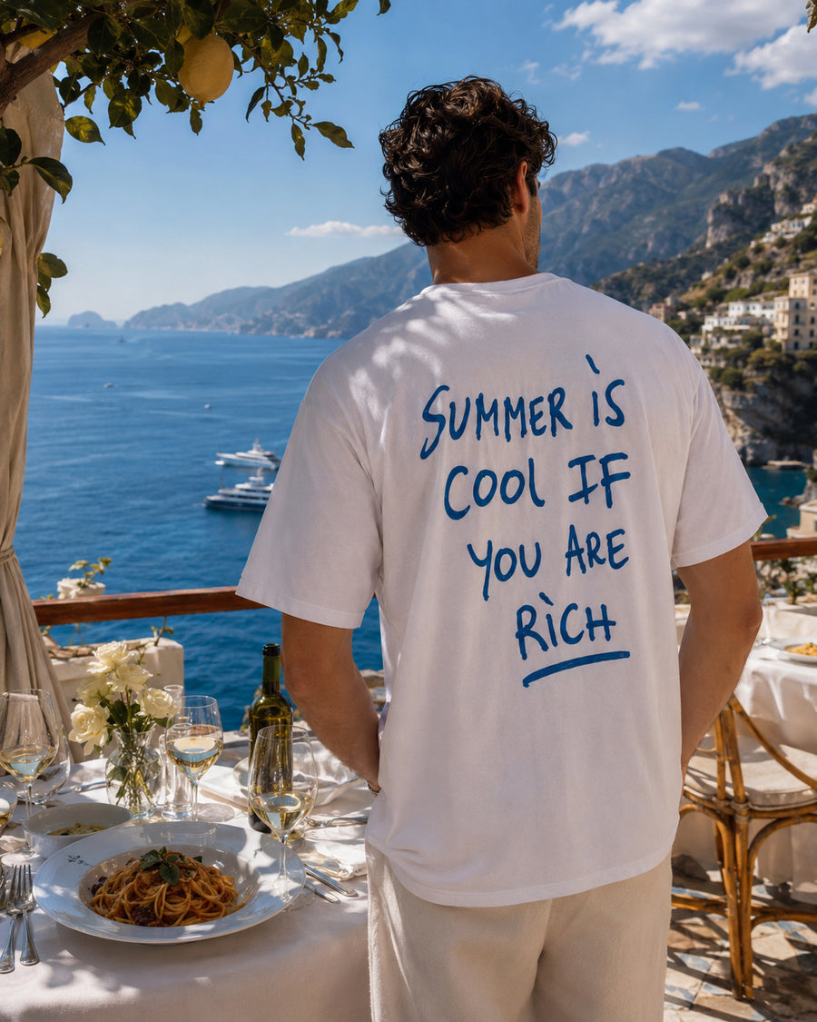 Summer Is Cool If You Are Rich T-Shirt – Funny Back Print Graphic Tee