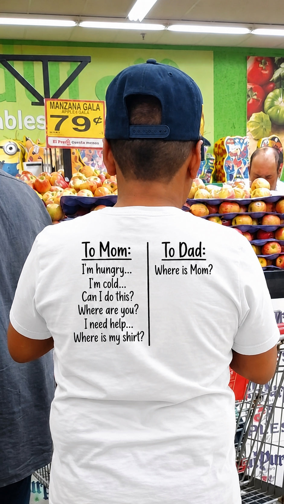 To Mom To Dad T-Shirt – Funny Parenting Back Print Graphic Tee