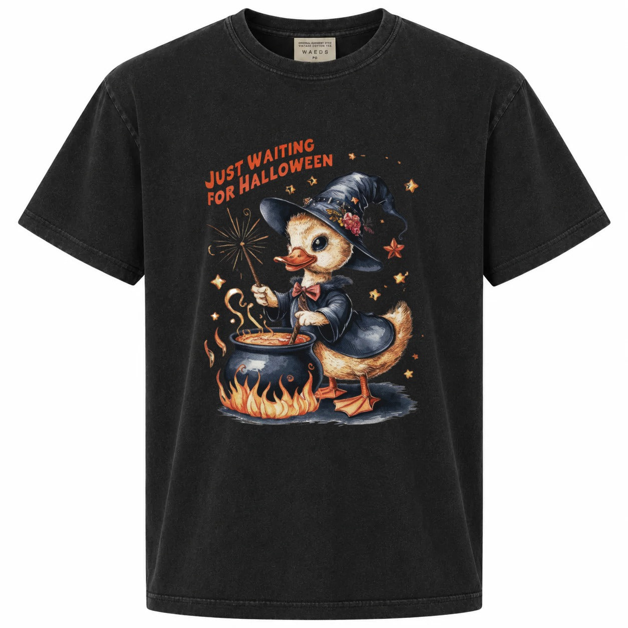 Just Waiting for Halloween Witch Duck Cauldron Graphic Tee