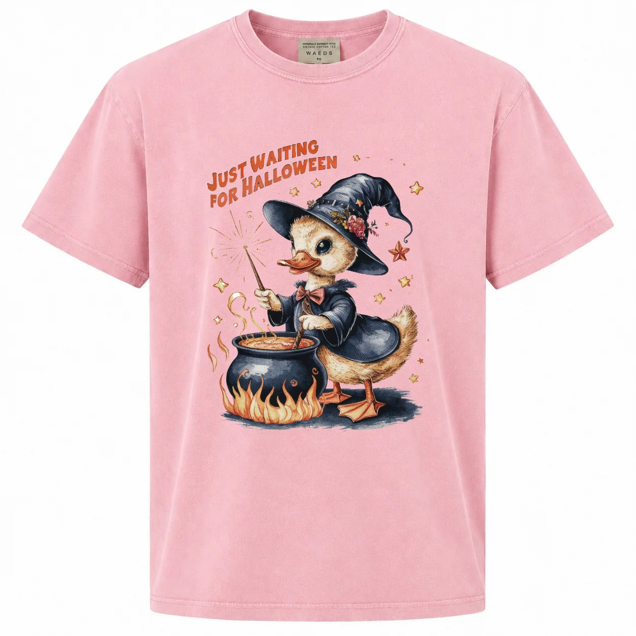 Just Waiting for Halloween Witch Duck Cauldron Graphic Tee