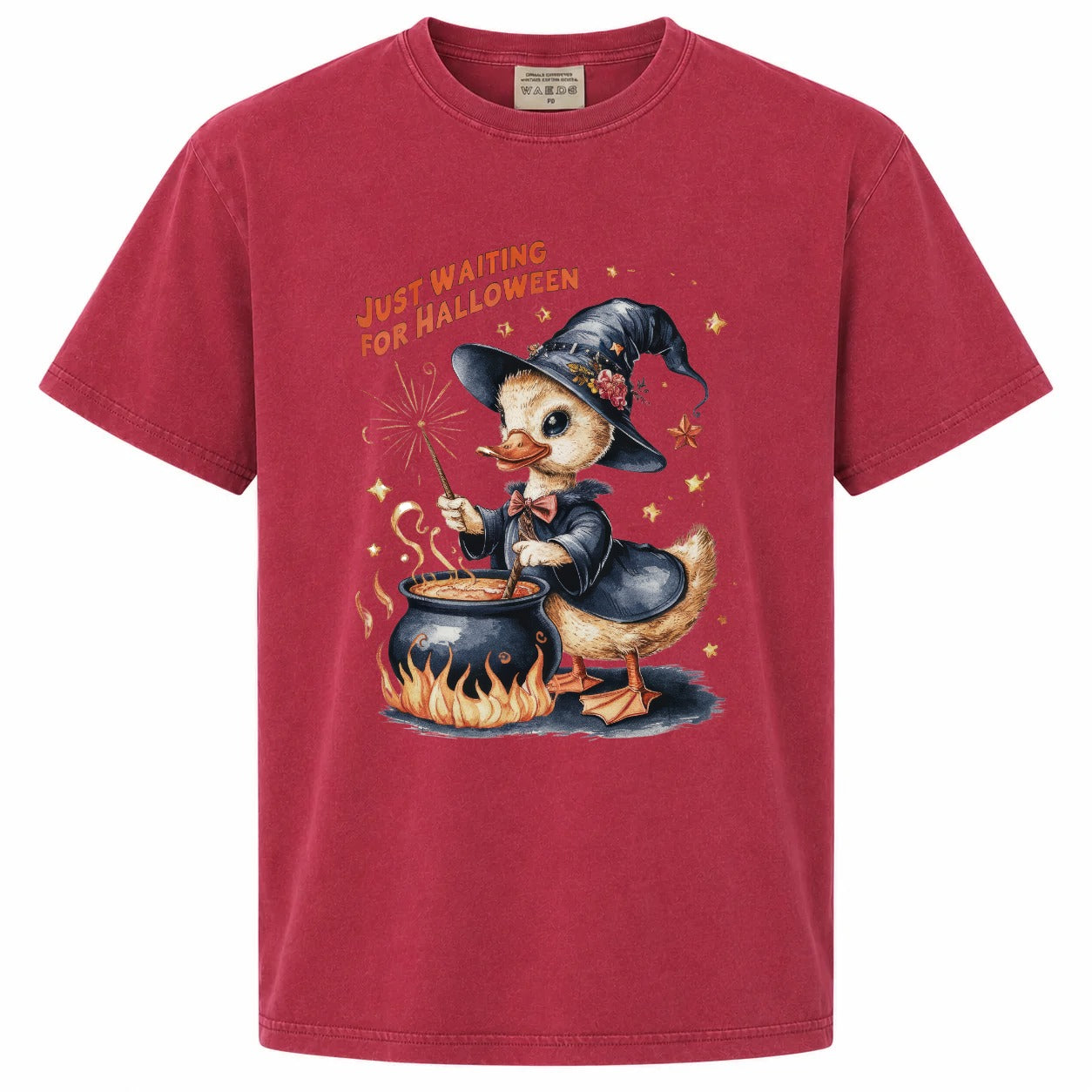 Just Waiting for Halloween Witch Duck Cauldron Graphic Tee
