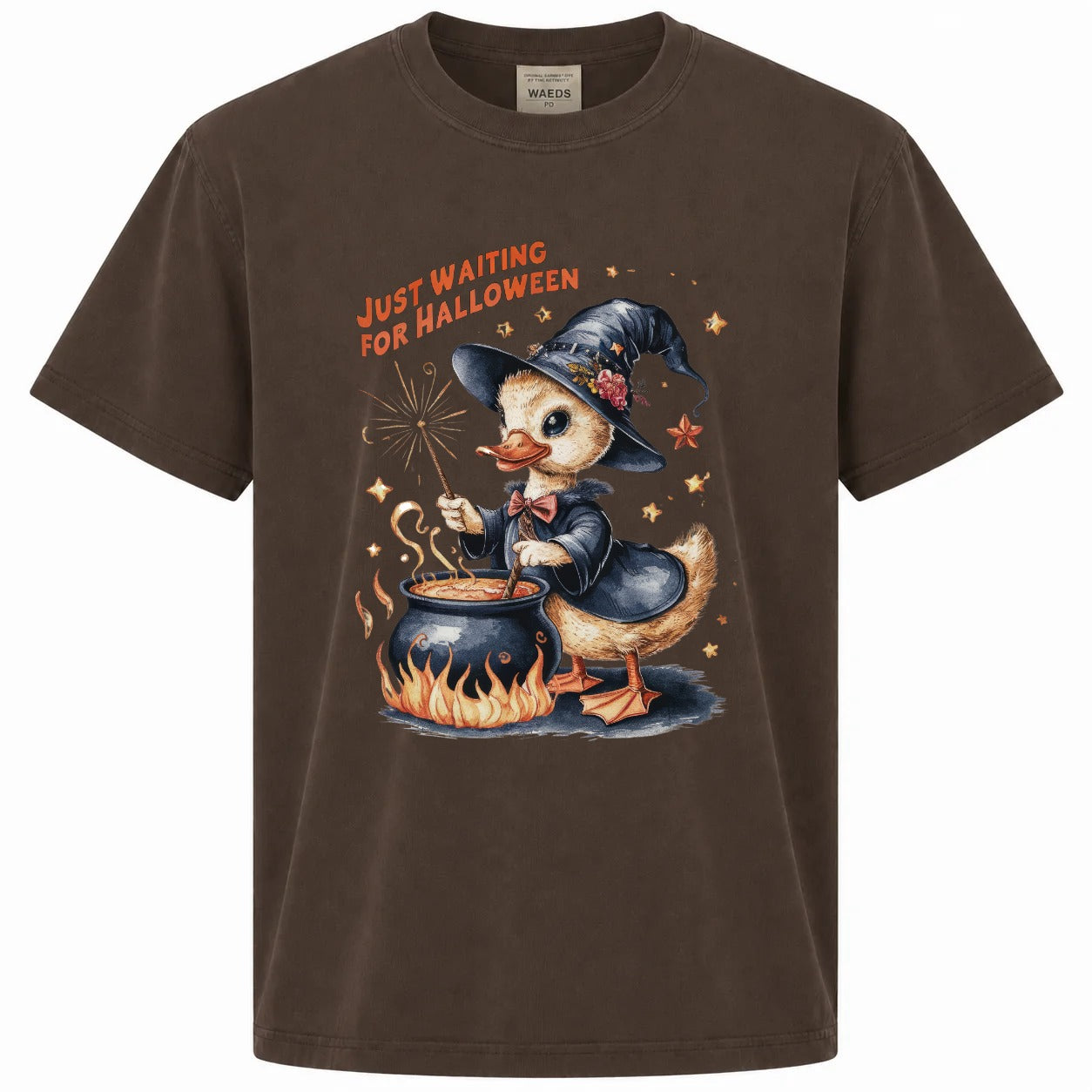 Just Waiting for Halloween Witch Duck Cauldron Graphic Tee