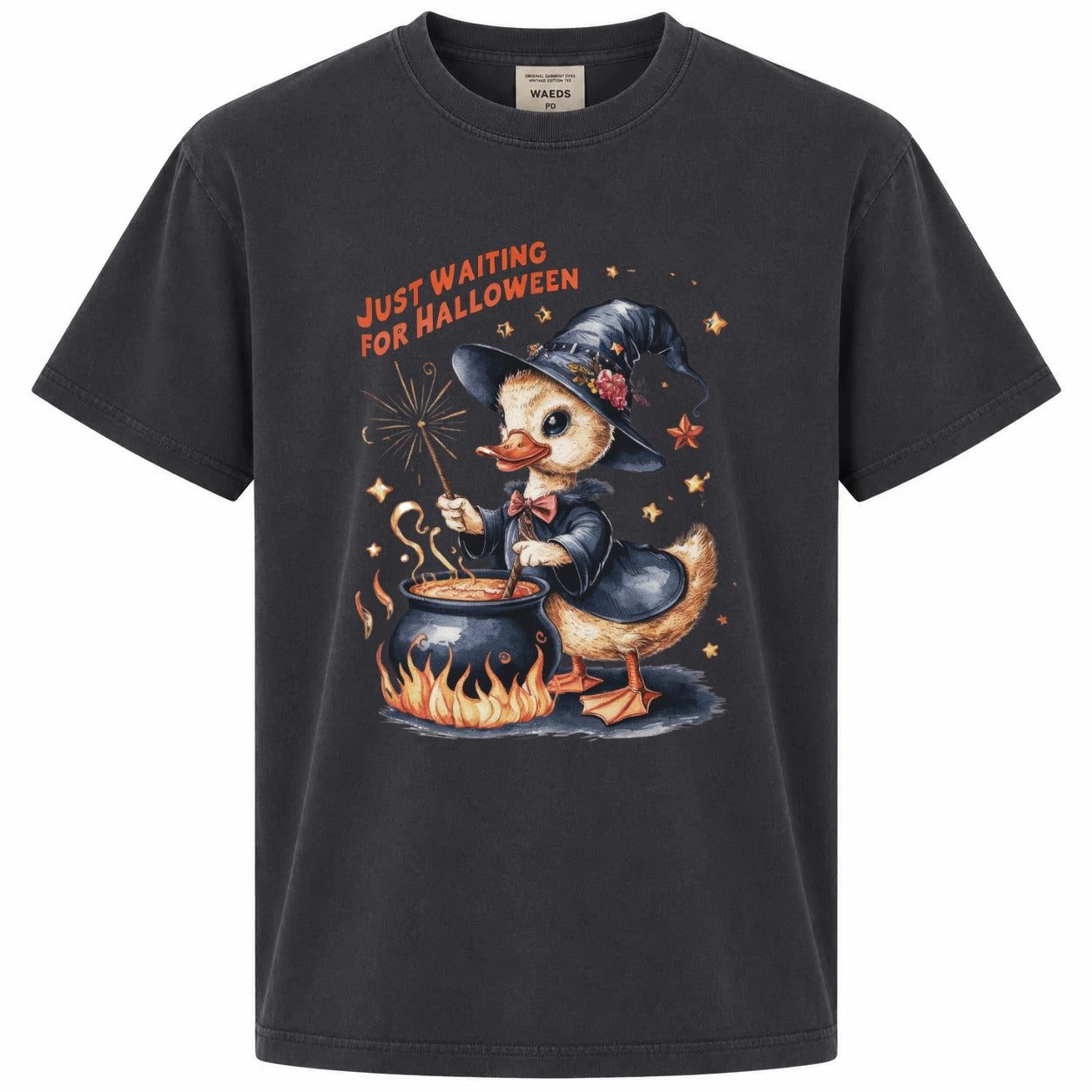 Just Waiting for Halloween Witch Duck Cauldron Graphic Tee