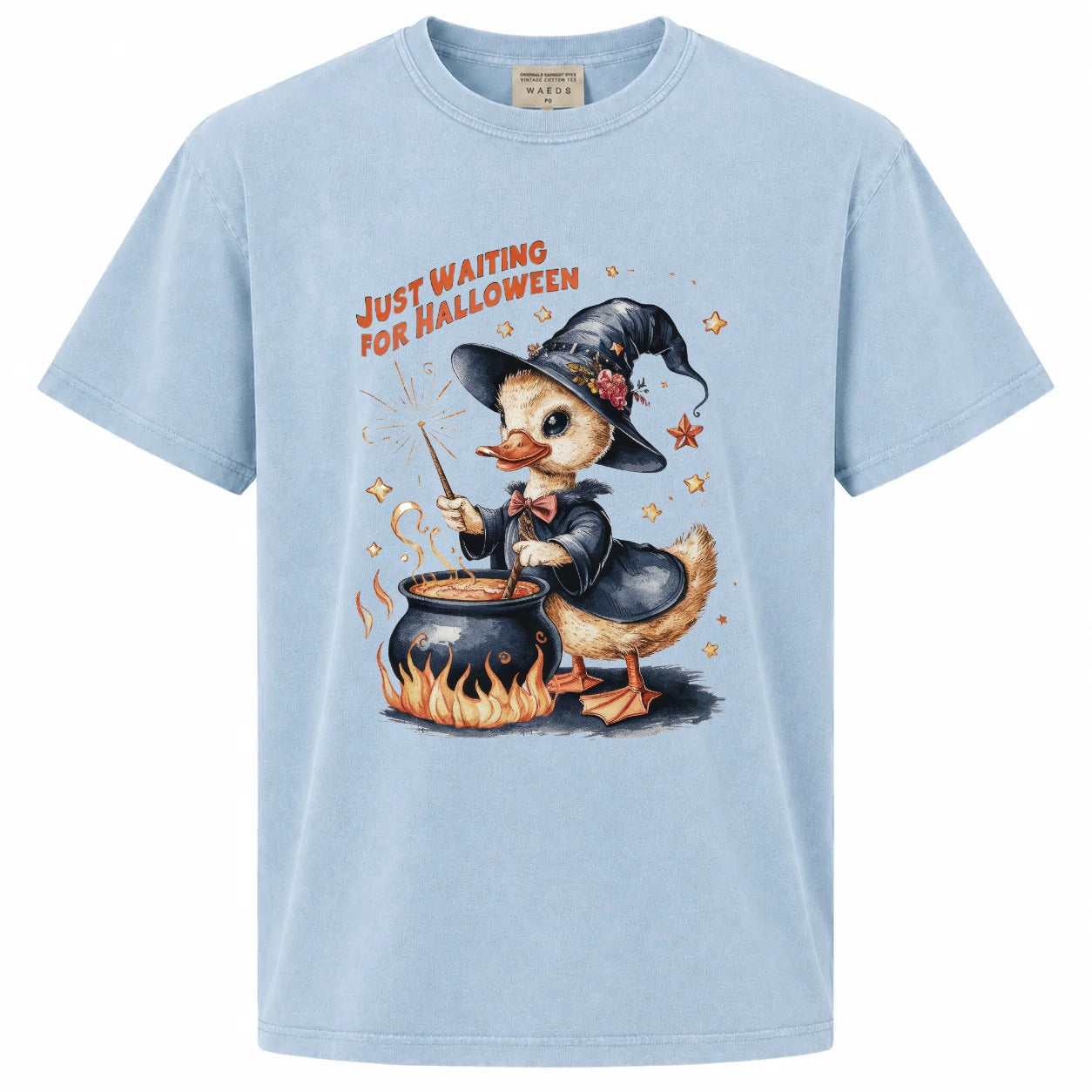 Just Waiting for Halloween Witch Duck Cauldron Graphic Tee