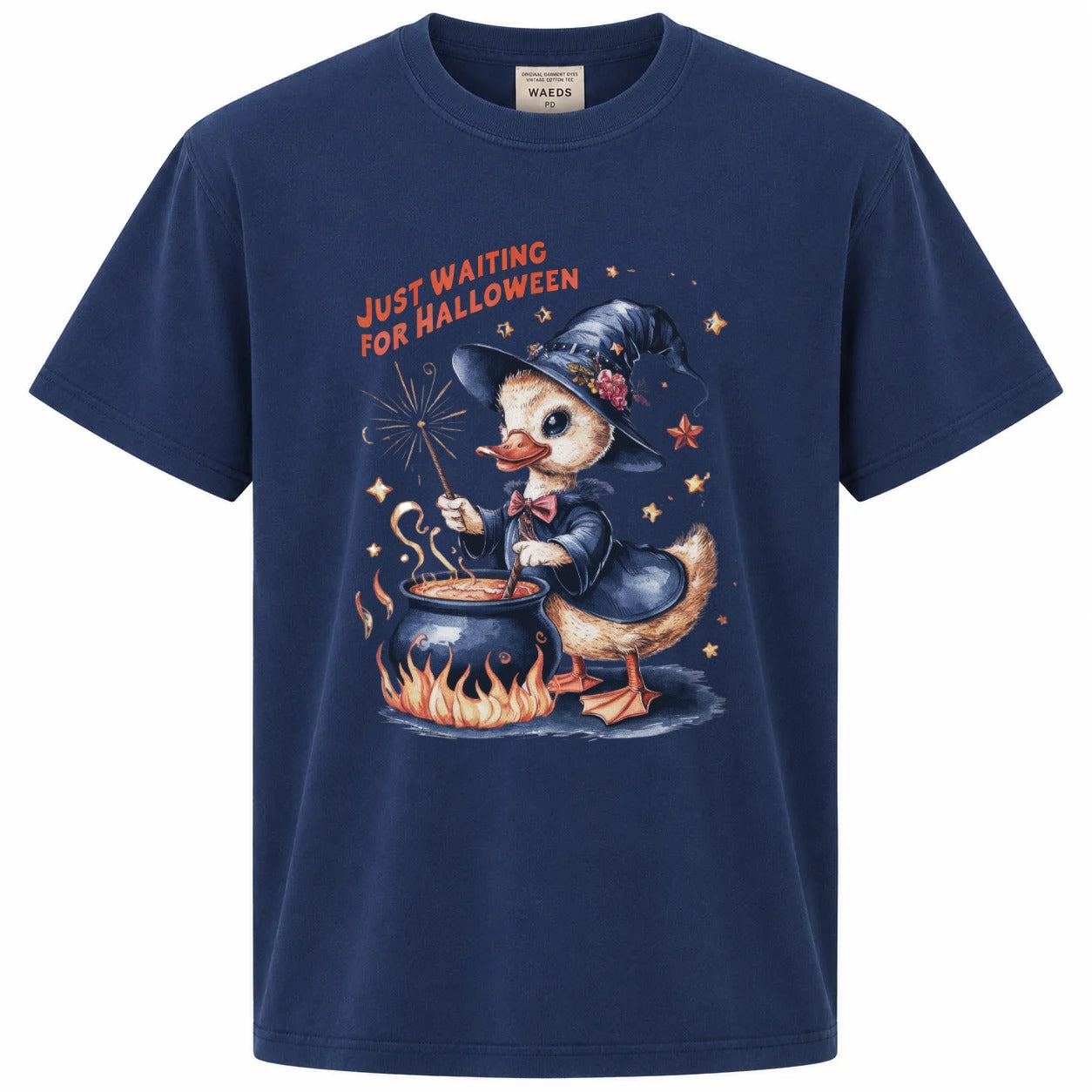 Just Waiting for Halloween Witch Duck Cauldron Graphic Tee
