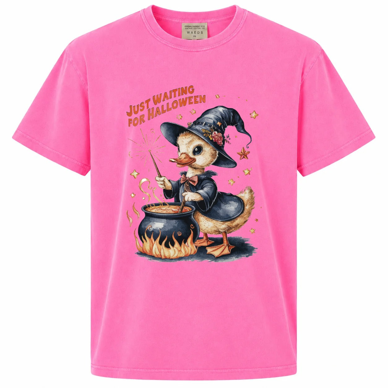 Just Waiting for Halloween Witch Duck Cauldron Graphic Tee